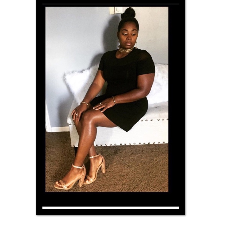 Short black dress sheer neckline